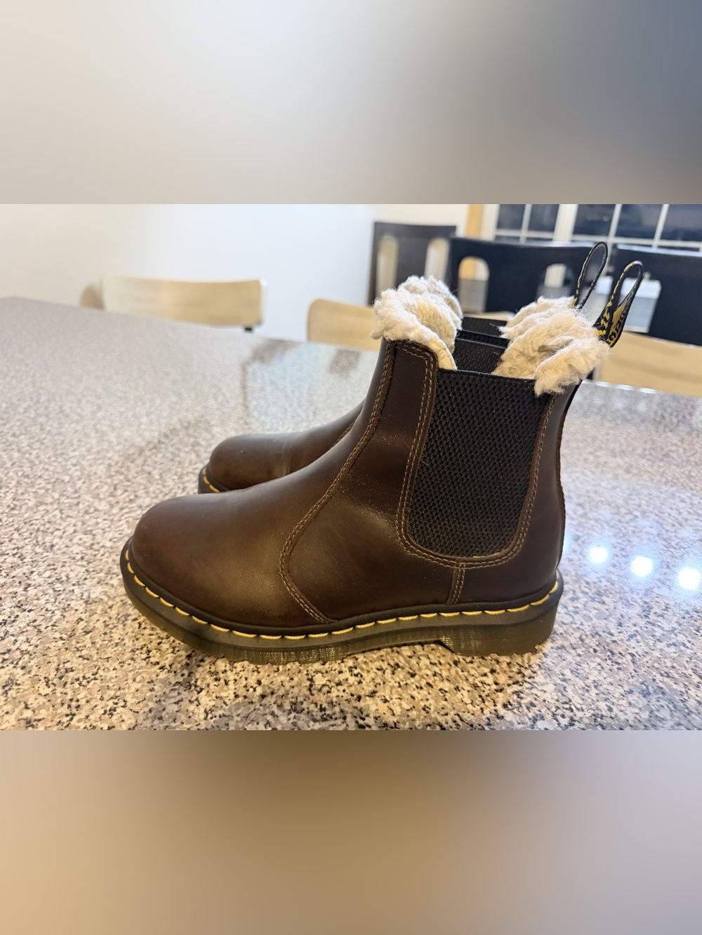 Womens Dr Martens Brown Faux-Fur Lined Chelsea Boots - Pull-On Comfort